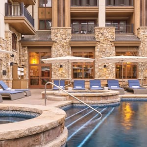 the spectacular outdoor pool and jacuzzi at the Sebastian Vail