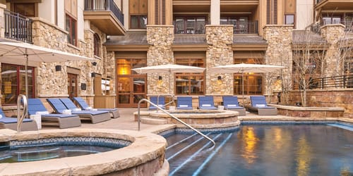 the spectacular outdoor pool and jacuzzi at the Sebastian Vail