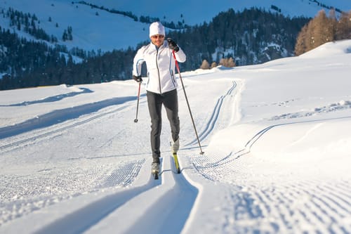 Cross-country skiing classic technique  practiced by man