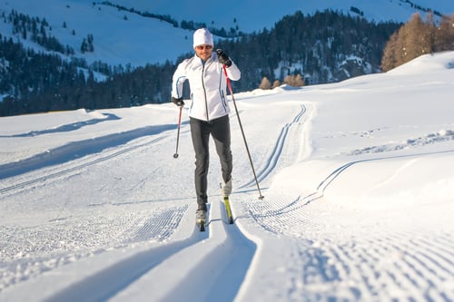 Cross-country skiing classic technique  practiced by man